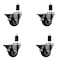 Service Caster 3'' Maroon Poly Swivel 1-3/8'' Expanding Stem Caster Set with Brake, 4PK SCC-EX20S314-PPUB-MRN-PLB-138-4 - alternate 1